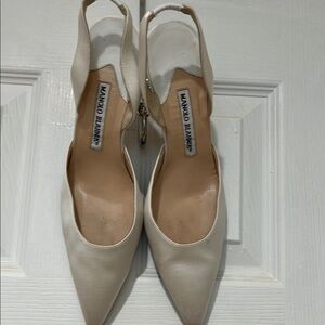 Manolo Blahnik Cream Slingback Heels